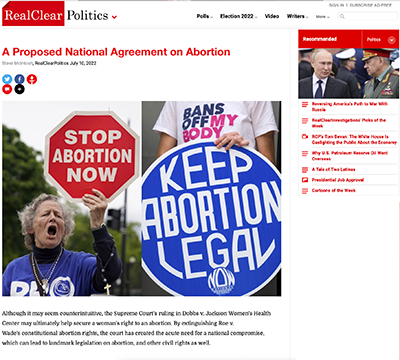 Real Clear Politics Op-Ed on Abortion Rights