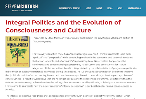 Integral Politics and the Evolution of Consciousness and Culture